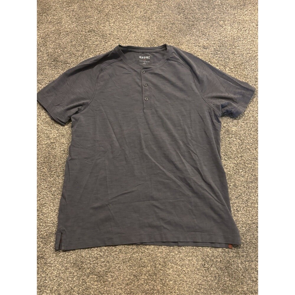 RHONE Shirt Mens L Grey Short Sleeve Raglan Henley Performance Athleisure Sports